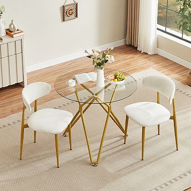 KWPZQEB 2 Pack Upholstered Dining Chairs, Side Chairs with Curved Backrests & Metal Legs