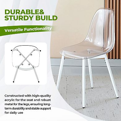 KWPZQEB 4 Pack PET Transparent Dining Chairs with 4 Metal Legs