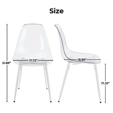 KWPZQEB 4 Pack PET Transparent Dining Chairs with 4 Metal Legs