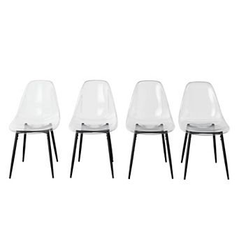 KWPZQEB 4 Pack PET Transparent Dining Chairs with 4 Metal Legs