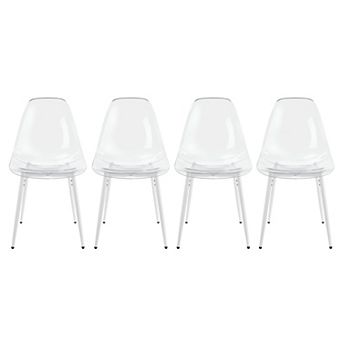 KWPZQEB 4 Pack PET Transparent Dining Chairs with 4 Metal Legs