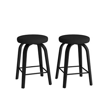 KWPZQEB 26Inch Bar Stool Set of 2, Swivel Bar Stool with Metal Footrest & Upholstered Seat