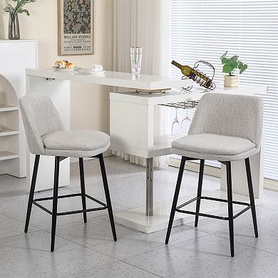 KWPZQEB Counter Height Linen Swivel Bar Stools with Back, Set of 2