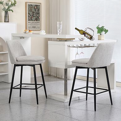 KWPZQEB Counter Height Linen Swivel Bar Stools with Back, Set of 2
