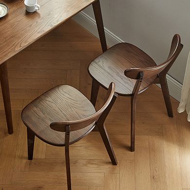 KWPZQEB 2 Pack North America Wood Dining Chairs with Curved Backrest