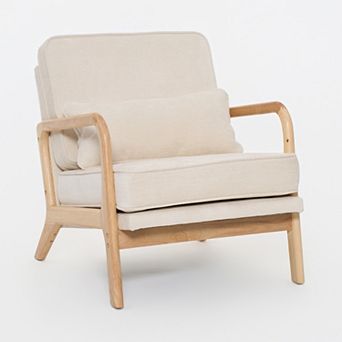 KWPZQEB Classic Single Upholstered Lounge Chair with Lumbar Cushion & Curved Armrests