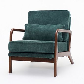 KWPZQEB Classic Single Upholstered Lounge Chair with Lumbar Cushion & Curved Armrests