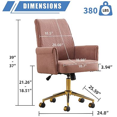 KWPZQEB Striped Fabric Liftable Office Chair, Mid-Back Gaming Chair with Armrest
