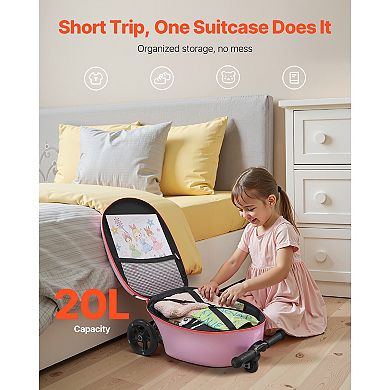 KWPZQEB 20-inch Ride-on Luggage with Flash Wheels & Cartoon Pattern Design