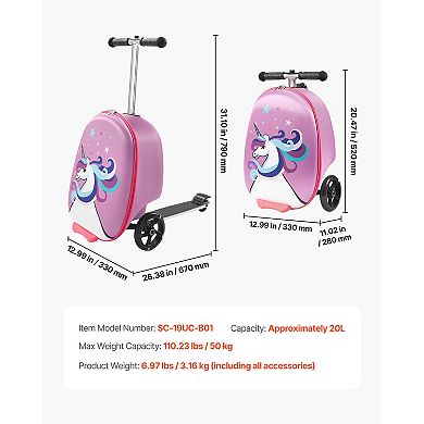 KWPZQEB 20-inch Ride-on Luggage with Flash Wheels & Cartoon Pattern Design