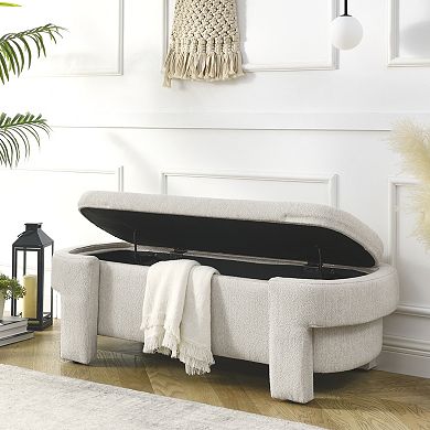 KWPZQEB Linen Upholstered Bench with Storage Space