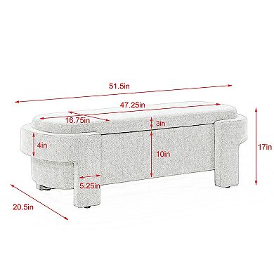 KWPZQEB Linen Upholstered Bench with Storage Space