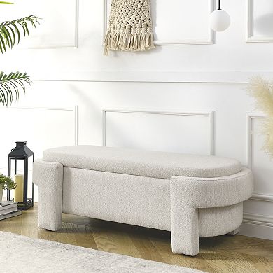 KWPZQEB Linen Upholstered Bench with Storage Space