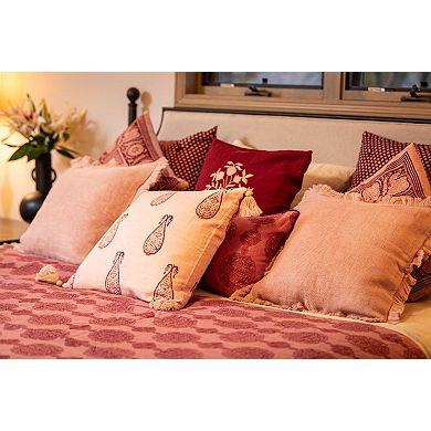 Decorative Pillow Cover Block Print Linen