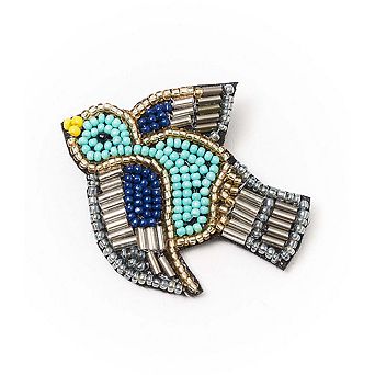 Beaded Bird Brooch Pin
