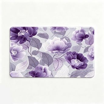 Light Purple Rose Watercolor Floor Mat Gentle Floral Bathroom Rug