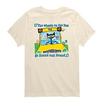 Toddler Boy's Pete The Cat "The Wheels On The Bus Go Round & Round" Short Sleeve Graphic Tee