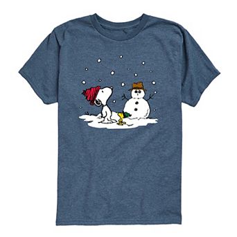 Toddler Boy Peanuts Snoopy & Woodstock Snowman Short Sleeve Graphic Tee