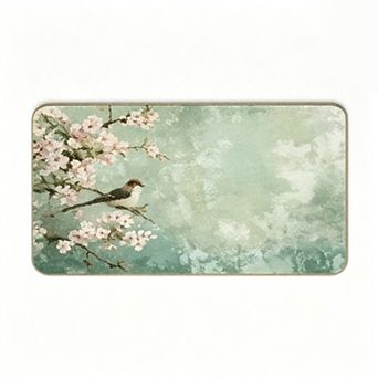 Cherry Blossom Little Bird Floor Mat Vintage Pastoral Soft Home Rug