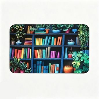 Bookshelf Plant Study Room Floor Mat Literary Home Indoor Decor Rug