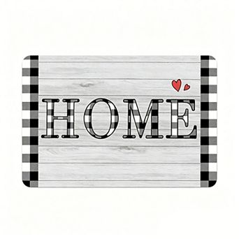 Plaid Home Love Sign Floor Mat Rustic Farmhouse Simple Door Mat
