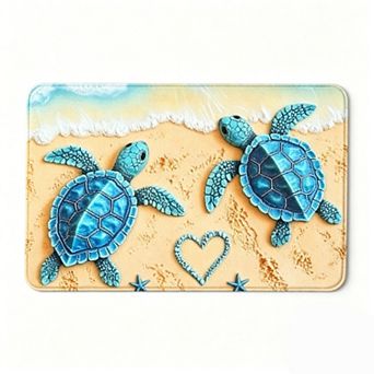 Beach Heart Sea Turtle Floor Mat Tropical Coastal Beach Doormat