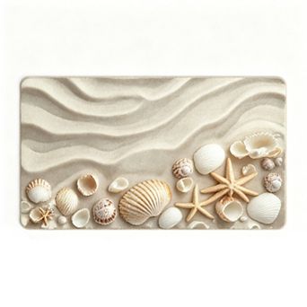 Beach Wave Shell Starfish Floor Mat Coastal Seaside Entrance Doormat