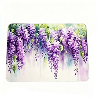 Hanging Wisteria Flower Floor Mat Romantic Purple Floral Entry Rug