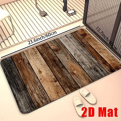 Light Brown Wood Grain Floor Mat Simple Minimalist Washable Rug
