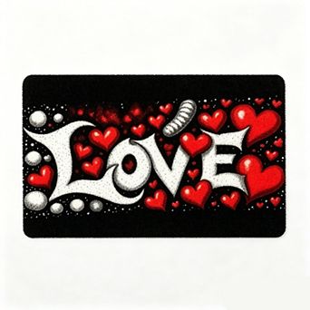 LOVE Red Heart Art Letter Floor Mat Romantic Valentines Decor Rug
