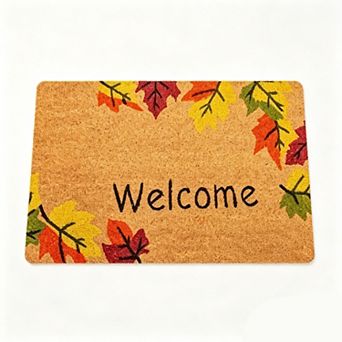 Cork Base Autumn Maple Welcome Floor Mat Fall Seasonal Simple Rug