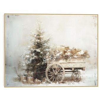 Masterpiece Christmas Wagon I Framed Canvas Wall Art