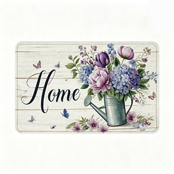 Home Floral Watering Can Floor Mat Rustic Farmhouse Entryway Rug