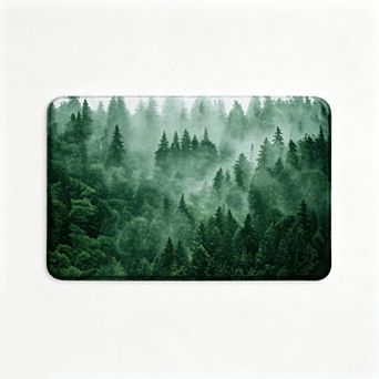 Misty Watercolor Pine Forest Floor Mat Nature Landscape Door Rug