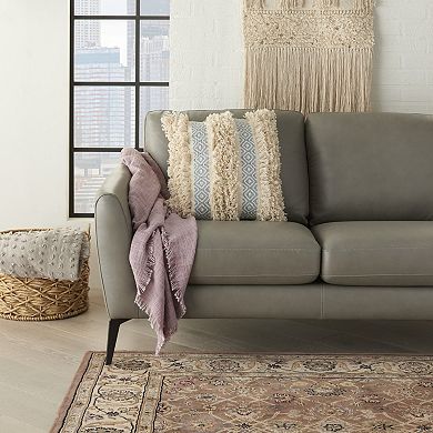 HomeRoots 18" Blue And Natural Geometric Cotton Throw Pillow with Texture