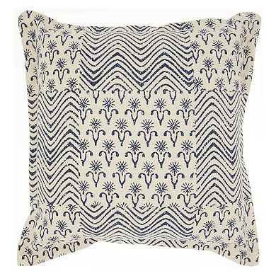 HomeRoots 20" Indigo And Ivory Geometric Cotton Throw Pillow