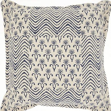 HomeRoots 20" Indigo And Ivory Geometric Cotton Throw Pillow
