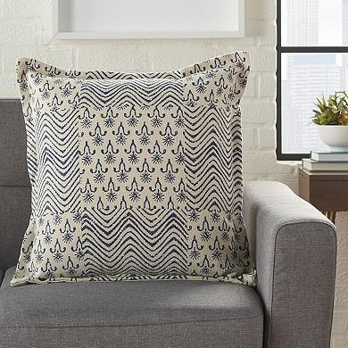 HomeRoots 20" Indigo And Ivory Geometric Cotton Throw Pillow