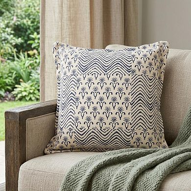 HomeRoots 20" Indigo And Ivory Geometric Cotton Throw Pillow