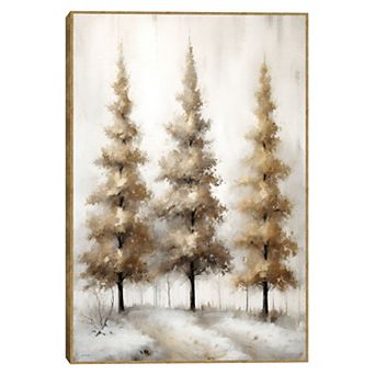 Masterpiece Wintry Gold Framed Canvas Wall Art
