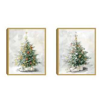 Masterpiece Vintage Holiday I & II Framed Canvas Wall Art Set