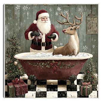 Masterpiece Bathtime for Rudolph Framed Canvas Wall Art