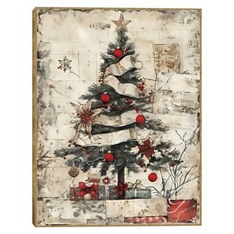 Masterpiece Christmas Collage Framed Canvas Wall Art
