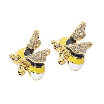Bee Cufflinks Enamel Crystal