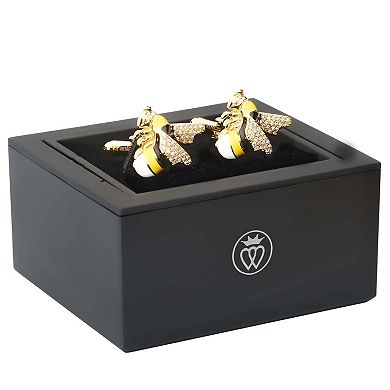 Bee Cufflinks Enamel Crystal