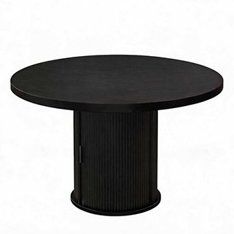 47 Inch Round Dining Table for 4-6, Kitchen Table with 3-Layer Storage Shelf and Drawer