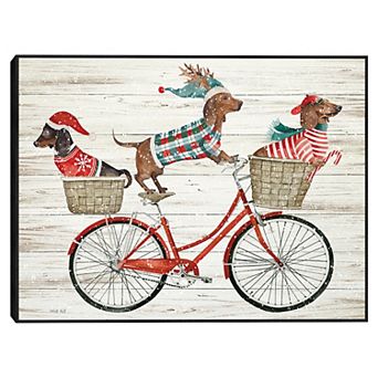 Masterpiece Dachshund Bike Ride Framed Canvas Wall Art