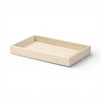 HomeRoots 9" Cream Wood And Velvet Handmade Trinket Tray