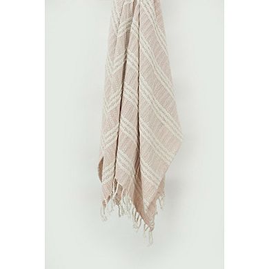 HomeRoots Blush Woven 100% Cotton Throw Blanket