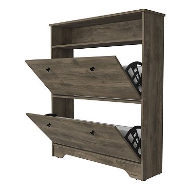 HomeRoots Dark Brown Twelve Pair Shoe Rack